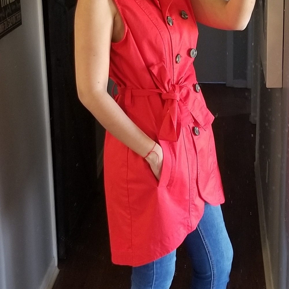 👗CABI RED SLEVELESS DRESSCOAT. - Picture 14 of 16